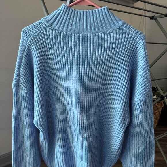 Women's Light Blue Turtleneck Sweater - Picture 3 of 5